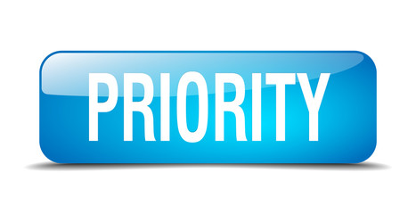 priority blue square 3d realistic isolated web button