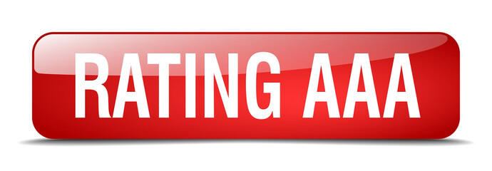 rating aaa red square 3d realistic isolated web button