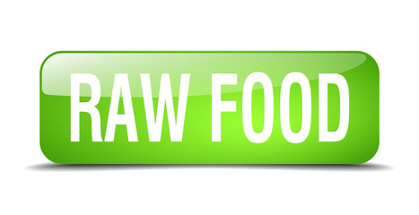 raw food green square 3d realistic isolated web button