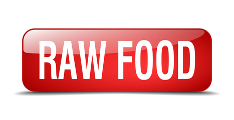 raw food red square 3d realistic isolated web button
