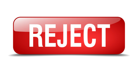 reject red square 3d realistic isolated web button