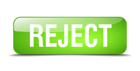 reject green square 3d realistic isolated web button