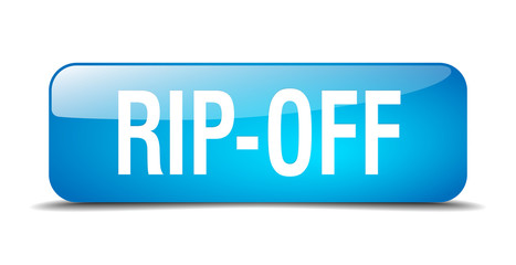 rip-off blue square 3d realistic isolated web button