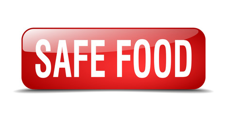 safe food red square 3d realistic isolated web button