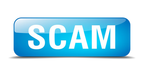 scam blue square 3d realistic isolated web button