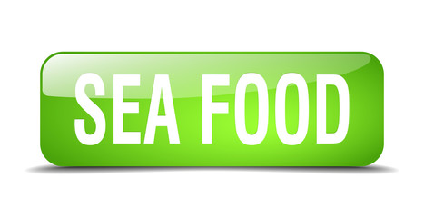 sea food green square 3d realistic isolated web button