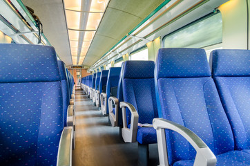 Emtpy interior of the train for long and short distance