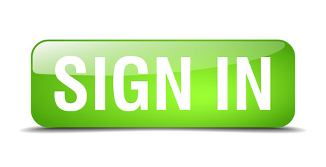 sign in green square 3d realistic isolated web button