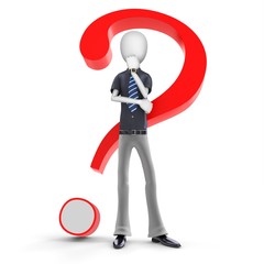 3d man businessman with a red question mark
