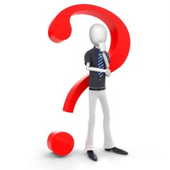 3d man businessman with a red question mark