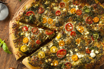 Fototapeta premium Homemade Grilled Pesto Pizza
