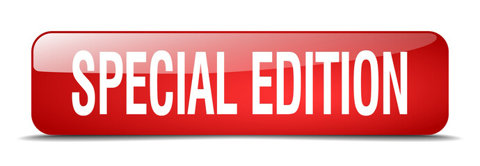 special edition red square 3d realistic isolated web button