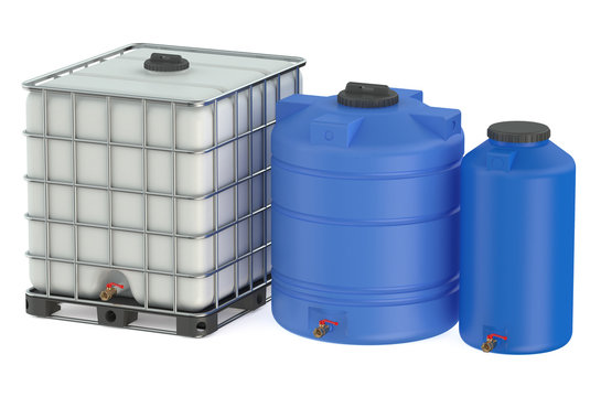 Group of plastic water tanks