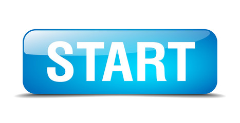 start blue square 3d realistic isolated web button