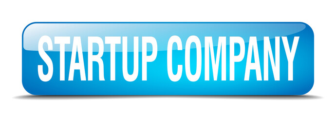 startup company blue square 3d realistic isolated web button