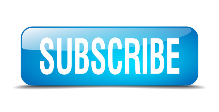 subscribe blue square 3d realistic isolated web button