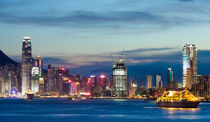 Obraz premium Hong Kong city skyline at night