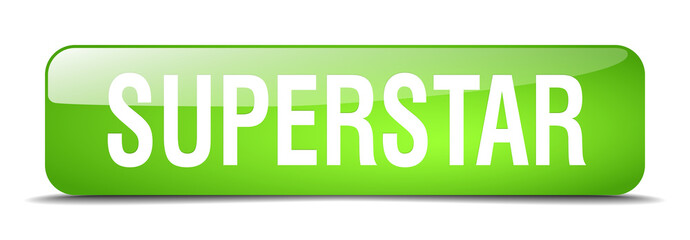 superstar green square 3d realistic isolated web button