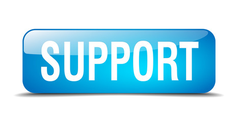 support blue square 3d realistic isolated web button