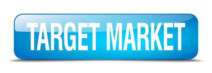 target market blue square 3d realistic isolated web button