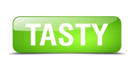 tasty green square 3d realistic isolated web button