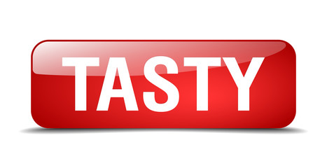 tasty red square 3d realistic isolated web button