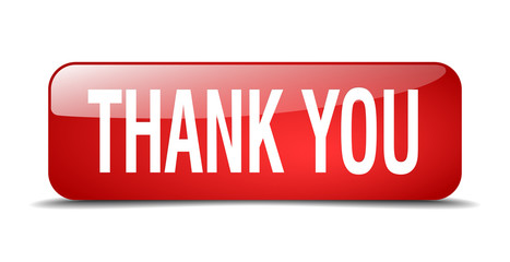 thank you red square 3d realistic isolated web button