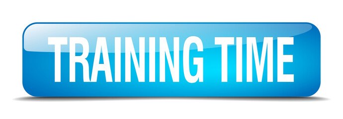 training time blue square 3d realistic isolated web button