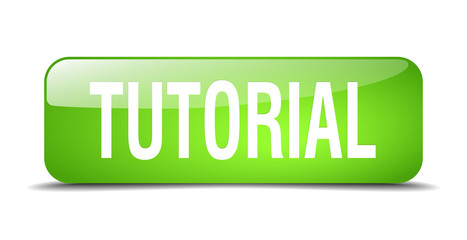 tutorial green square 3d realistic isolated web button