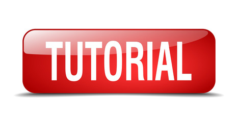 tutorial red square 3d realistic isolated web button