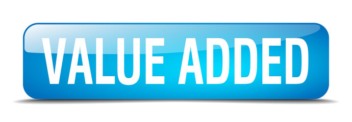 value added blue square 3d realistic isolated web button