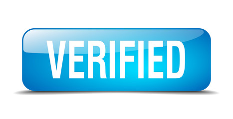 verified blue square 3d realistic isolated web button