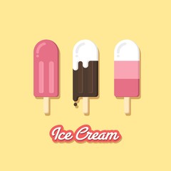 Ice cream set. Concept web banner and printed materials.