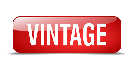 vintage red square 3d realistic isolated web button