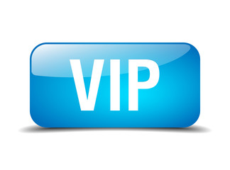 vip blue square 3d realistic isolated web button