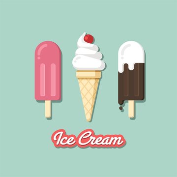 Ice cream set. Concept web banner and printed materials.