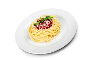 Spaghetti, pasta, plate.