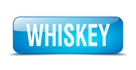 whiskey blue square 3d realistic isolated web button