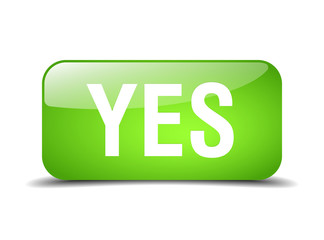 yes green square 3d realistic isolated web button