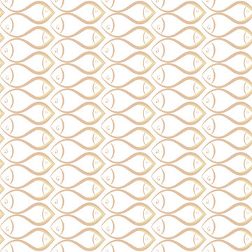Seamless ornament with beige fishes