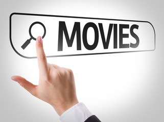 Movies written in search bar on virtual screen