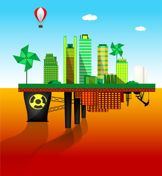 Green and polluted cities