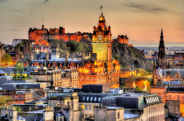 View from Calton Hill towards Edinburgh Castle - Scotland