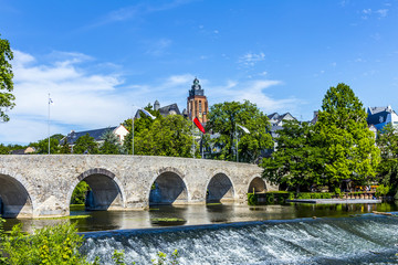 old Lahn bridge and view to  Wetzlar dom