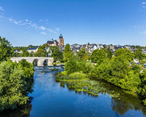 Fototapeta premium old Lahn bridge and view to Wetzlar dom