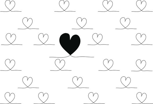 stock-photo Hand drawn stylish love hearts pattern