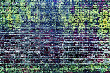 the old red wet brick wall