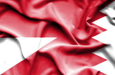 Waving flag of Bahrain and Indonesia