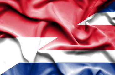 Waving flag of Costa Rica and Indonesia