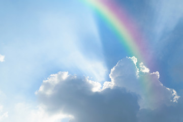 Blue sky with rainbow